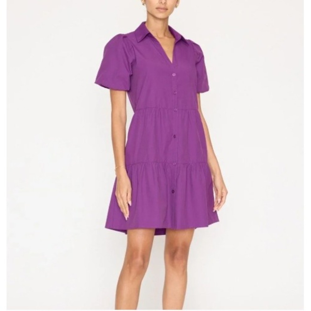 Brochu Walker The Havana Mini Dress Violetta Size S‎ Purple Puff Sleeve Preppy